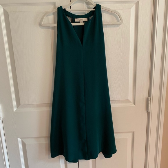 loft emerald green dress Loft Ann Taylor A-Line Floral Green Black Emerald Dress Long Sleeve Stretch Sz 4